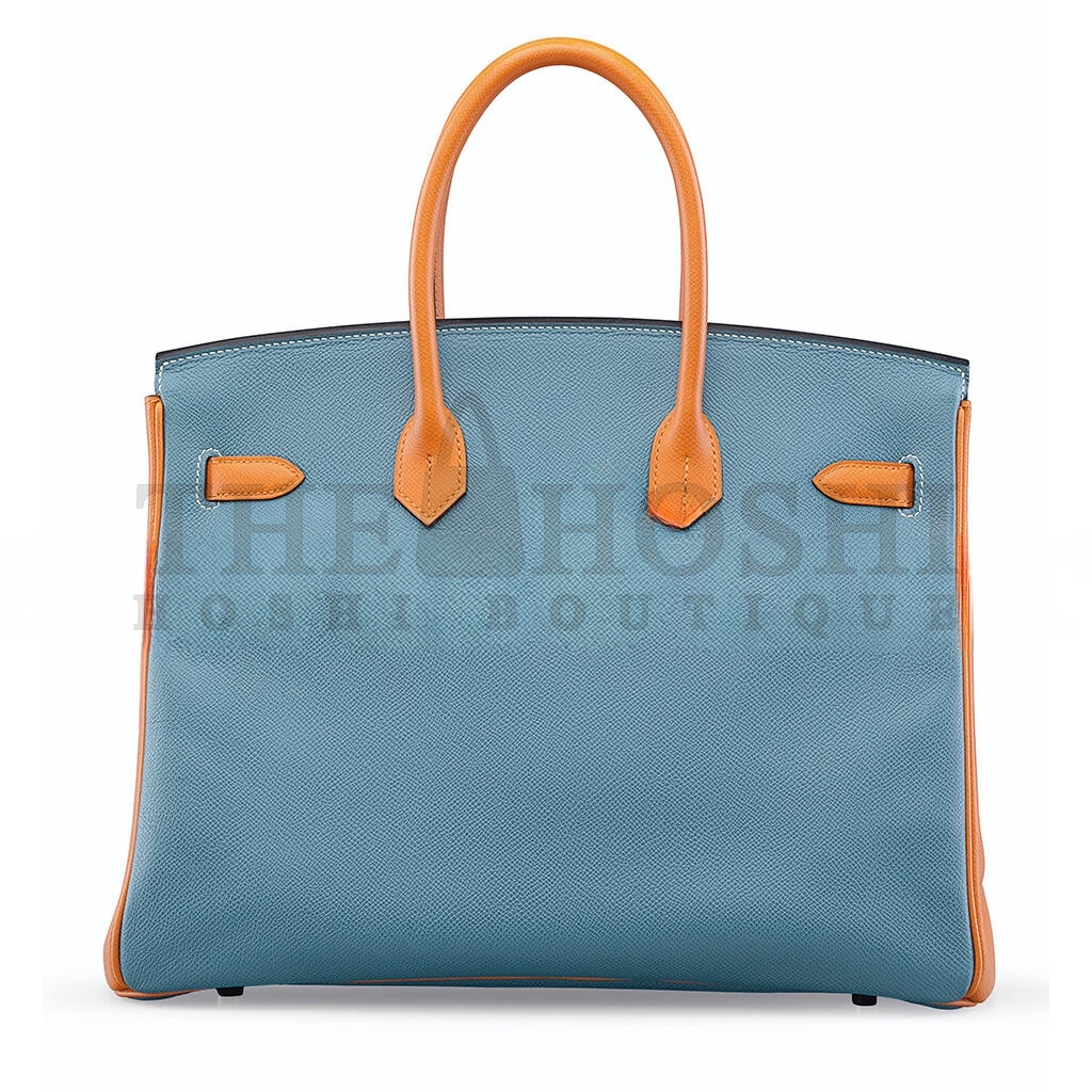 H**me5 BIRKIN 25 TOGO LEATHER PEACOCK BLUE AND SUN YELLOW LEATHER WITH HORSESHOE LOGO SILVER BUCKLE 10092958 (25*20*13cm) Master Quality